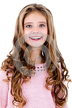 Portrait of adorable smiling little girl child isolated