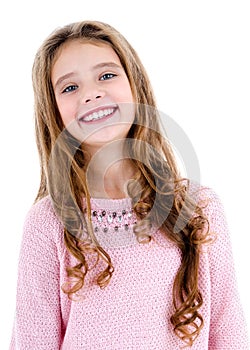 Portrait of adorable smiling little girl child isolated