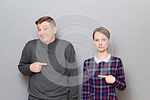 Portrait of adult couple, woman and man with different emotions