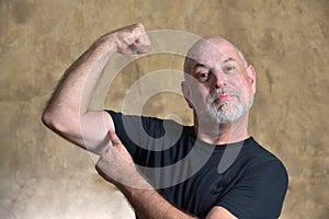 portrait adult man bald white beard face scared expression thoughtful male model gentleman in black clothes image