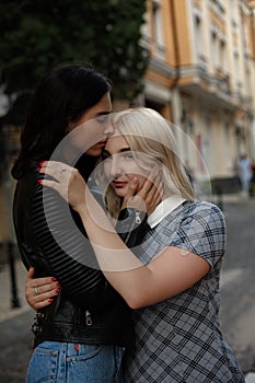 Portrait of an affectionate young lesbian couple