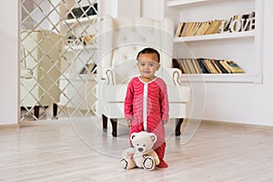 African American baby boy indoors