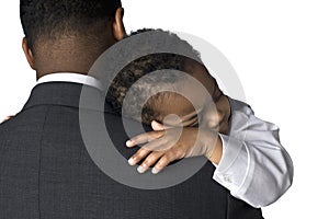 Portrait of an African American father holding his