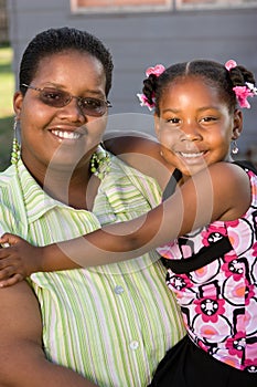 Portrait of an African American Mother and Daughter.