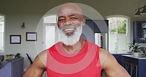 Portrait of african american senior man smiling at home