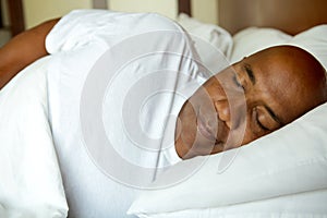 African American man sleeping. photo