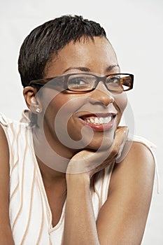 Portrait Of An African American Woman With Hand On Chin