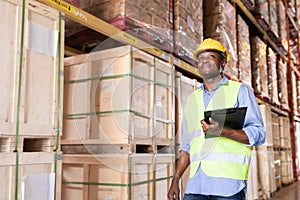 Portrait of African black warehouse worker