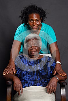 Portrait of African elderly woman and daughter