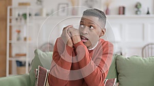 Portrait of African Man Feeling Scared, Frightened