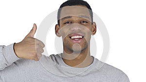 Portrait of afro-american man gesturing thumbs up