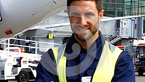 Portrait of aircraft marshaller smiling