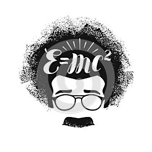 Portrait of Albert Einstein. Education, science, school concept. Lettering vector illustration photo