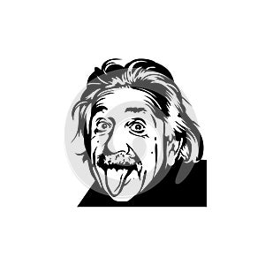 Portrait of Albert Einstein, physicist, chemist and mathematician in retro comic style. Vector pop art background