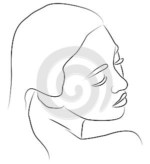 Portrait along the lines. Drawing of a woman.