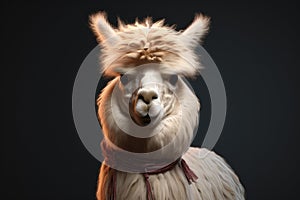 portrait of alpaca in a farm