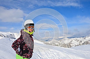 Portrait alpine skier. Selva di Val Gardena, Italy