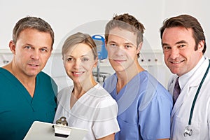 Portrait American medical team on hospital ward