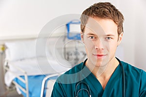 Portrait American student doctor on hospital ward