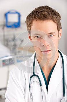 Portrait American student doctor on hospital ward