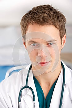 Portrait American student doctor on hospital ward