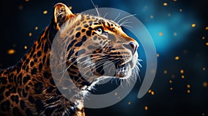 Portrait of an Amur leopard. Wild animal. Ai generated