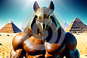 Portrait of the ancient egyptian god Anubis. Generative Artificial Intelligence