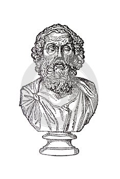 Portrait of ancient greek author Homer. Legendary author of the Iliad and the Odyssey