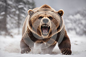 Portrait of angry brown bear, Wildlife scene.
