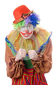 Portrait of an angry clown