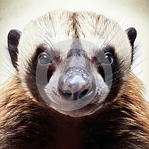 Portrait of Angry Honey badger - front view - AI generated