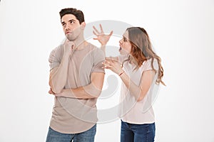 Portrait of an angry young couple having an argument