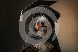 Portrait of animal crossing illustration dog wearing graduation gown