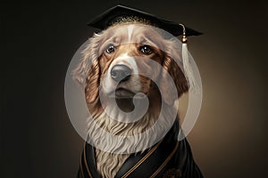 Portrait of animal crossing illustration dog wearing graduation gown