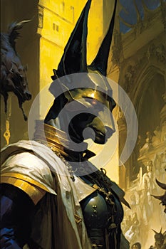 portrait of Anubis, god of the dead, protector of graves and guide to the underworld, anthropomorphic god