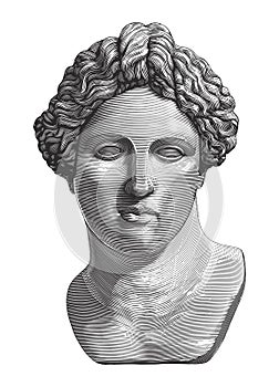 Portrait of Apollo in vintage engraving style