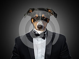 Portrait of a Appenzeller Mountain Dog in a business suit