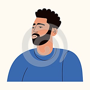 Portrait of arab man with beard wearing casual t shirt. Avatar of a turkish guy for social network. Oriental male