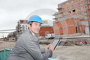 Portrait of architect on building site