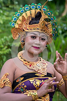 Portrait of Asia dancer at outdoor in rainforest