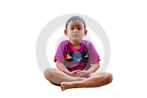 Portrait of asian asian boy children is meditating. to train the mind and consciousness to meditation Then came the peace.