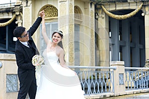 Portrait of asian bride and groom