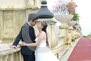 Portrait of asian bride and groom