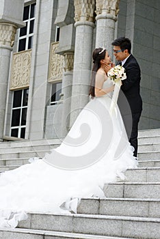 Portrait of asian bride and groom