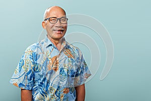 Portrait Asian Chinese senior man looking at camera