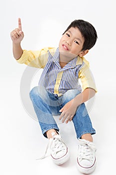 Portrait asian cute boy sitting