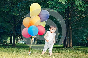 Portrait of asian girl with balloons