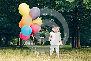 Portrait of asian girl with balloons