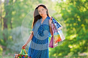 Portrait asian girl with pack shopping
