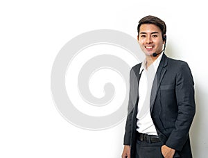 Portrait of a asian man with headset working as a call center operator
